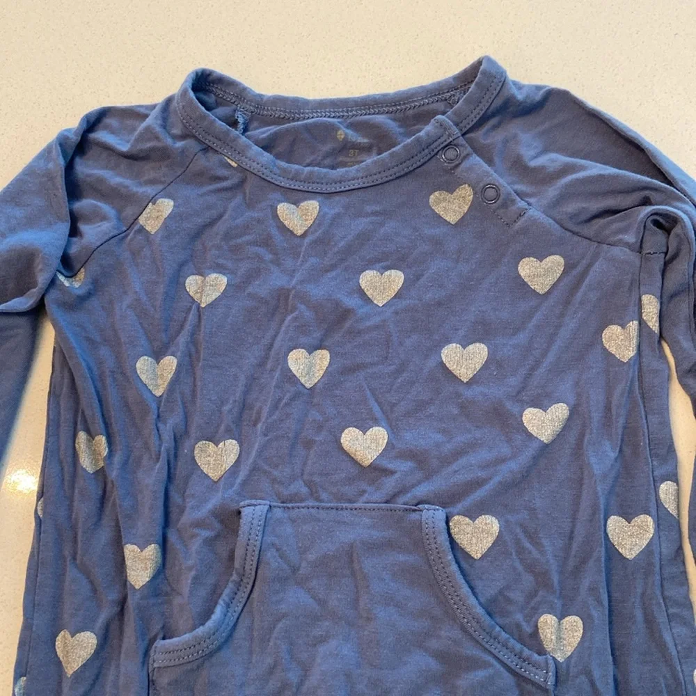Kyte BABY Blue Heart-Print Long Sleeve Footless Pajamas